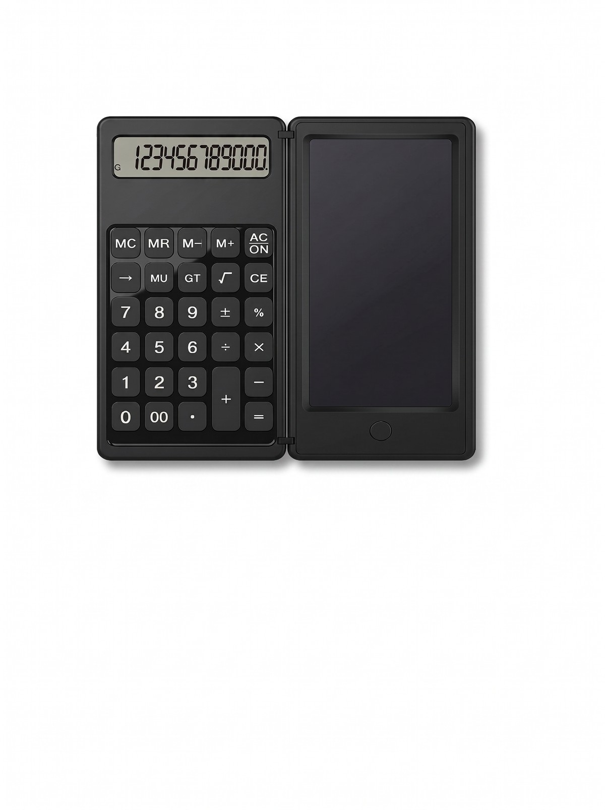 C5 battery calculator writing board with foldable calculator and LCD panel